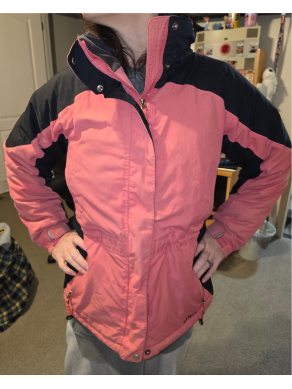 Women's L.L.Bean Puffer Jacket Size S Pink and Black